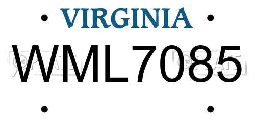 WML7085 Virginia License Plate