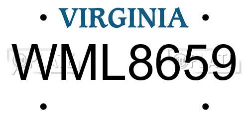 WML8659 Virginia License Plate