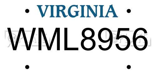 WML8956 Virginia License Plate