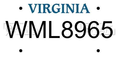 WML8965 Virginia License Plate