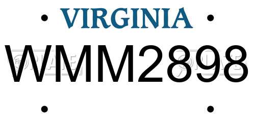 WMM2898 Virginia License Plate