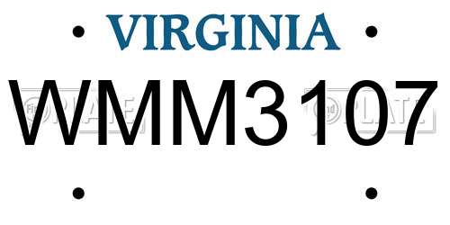 WMM3107 Virginia License Plate