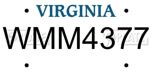 WMM4377 Virginia License Plate
