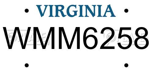 WMM6258 Virginia License Plate