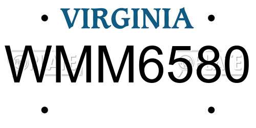 WMM6580 Virginia License Plate