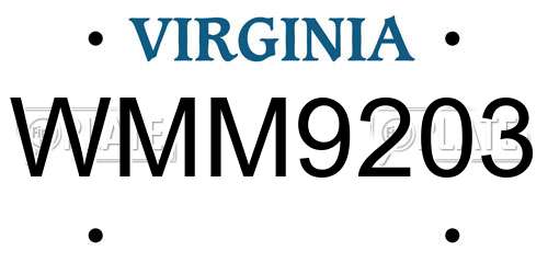 WMM9203 Virginia License Plate