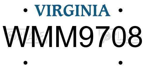 WMM9708 Virginia License Plate