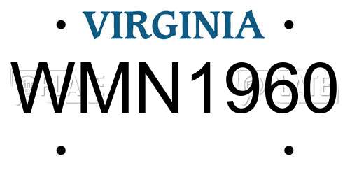 WMN1960 Virginia License Plate