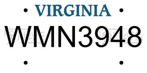 WMN3948 Virginia License Plate