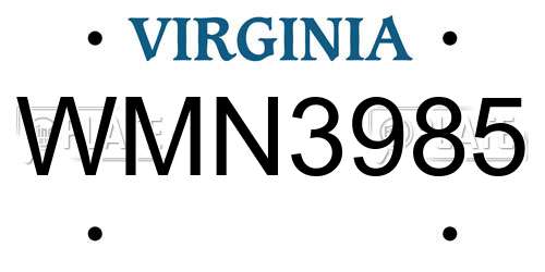 WMN3985 Virginia License Plate