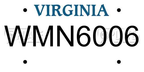 WMN6006 Virginia License Plate