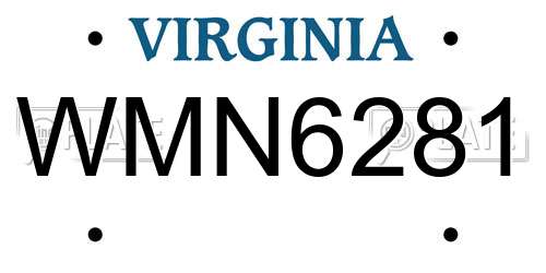 WMN6281 Virginia License Plate
