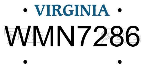 WMN7286 Virginia License Plate