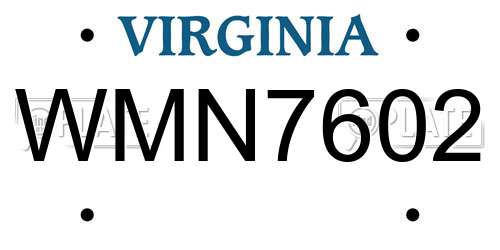 WMN7602 Virginia License Plate