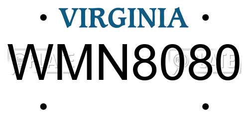 WMN8080 Virginia License Plate