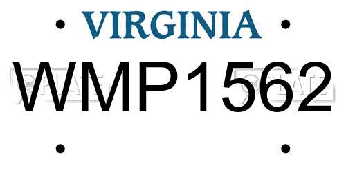 WMP1562 Virginia License Plate