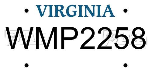 WMP2258 Virginia License Plate