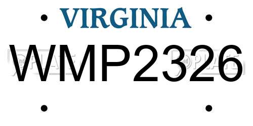 WMP2326 Virginia License Plate
