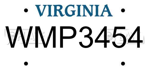 WMP3454 Virginia License Plate