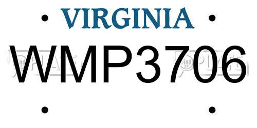 WMP3706 Virginia License Plate