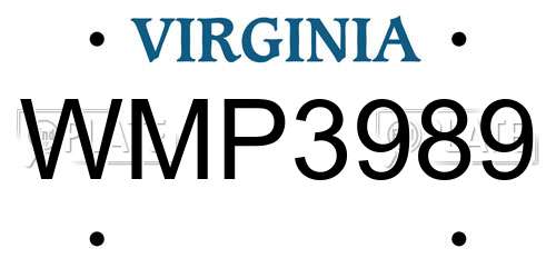 WMP3989 Virginia License Plate