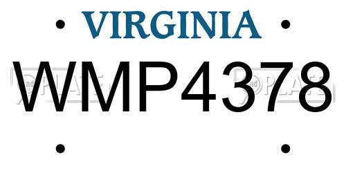 WMP4378 Virginia License Plate