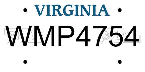 WMP4754 Virginia License Plate