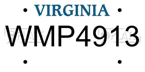 WMP4913 Virginia License Plate