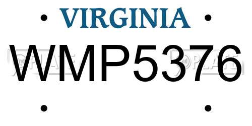 WMP5376 Virginia License Plate