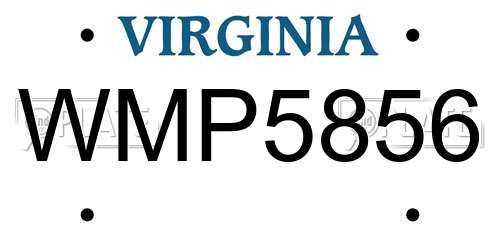 WMP5856 Virginia License Plate