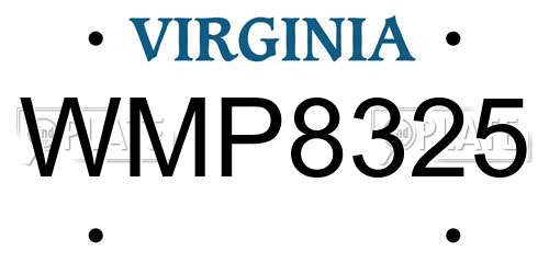 WMP8325 Virginia License Plate