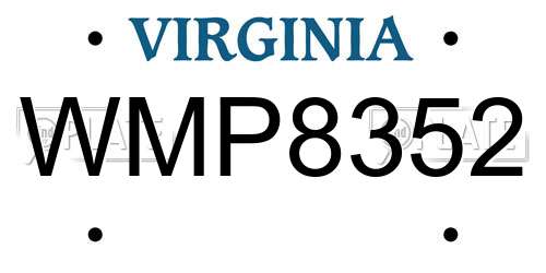 WMP8352 Virginia License Plate
