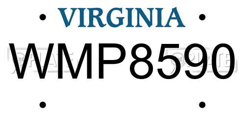 WMP8590 Virginia License Plate