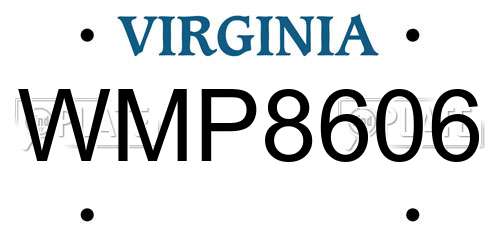 WMP8606 Virginia License Plate