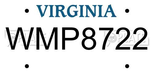 WMP8722 Virginia License Plate