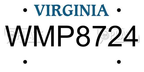 WMP8724 Virginia License Plate