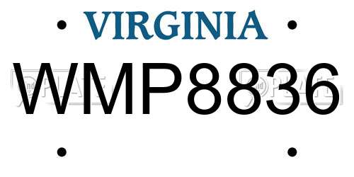 WMP8836 Virginia License Plate