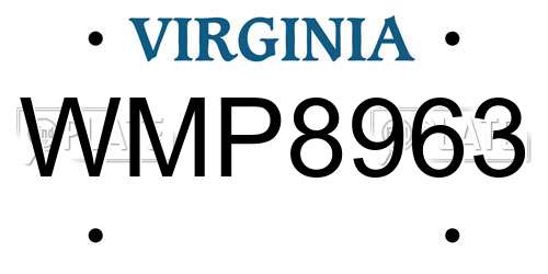 WMP8963 Virginia License Plate