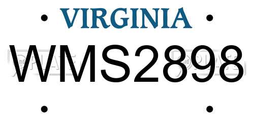 WMS2898 Virginia License Plate