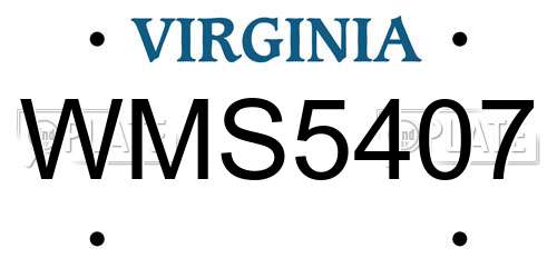 WMS5407 Virginia License Plate