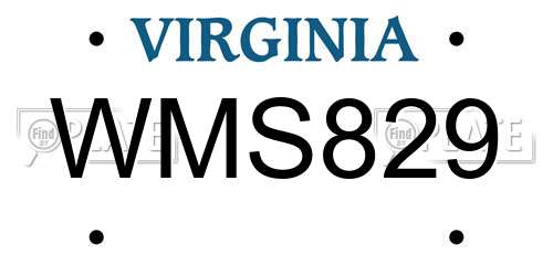 WMS829 Virginia License Plate