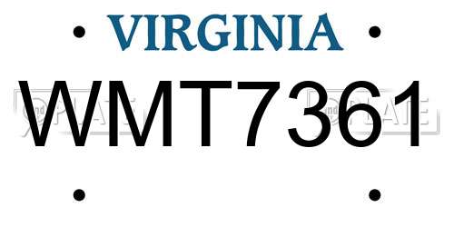 WMT7361 Virginia License Plate