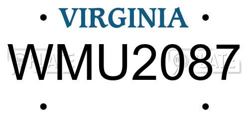 WMU2087 Virginia License Plate