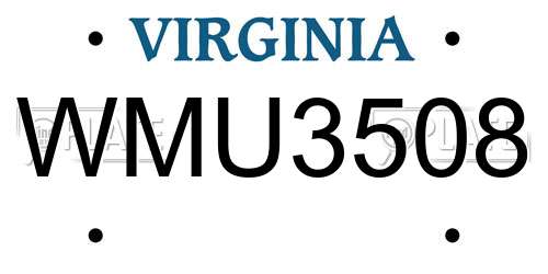 WMU3508 Virginia License Plate