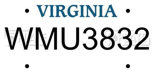 WMU3832 Virginia License Plate