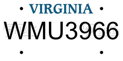 WMU3966 Virginia License Plate
