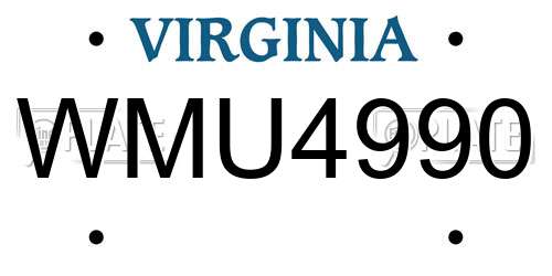 WMU4990 Virginia License Plate