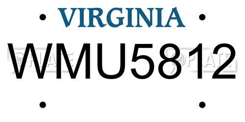 WMU5812 Virginia License Plate