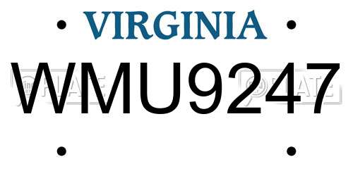 WMU9247 Virginia License Plate