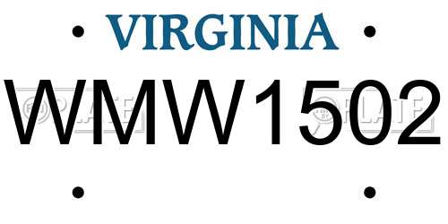 WMW1502 Virginia License Plate